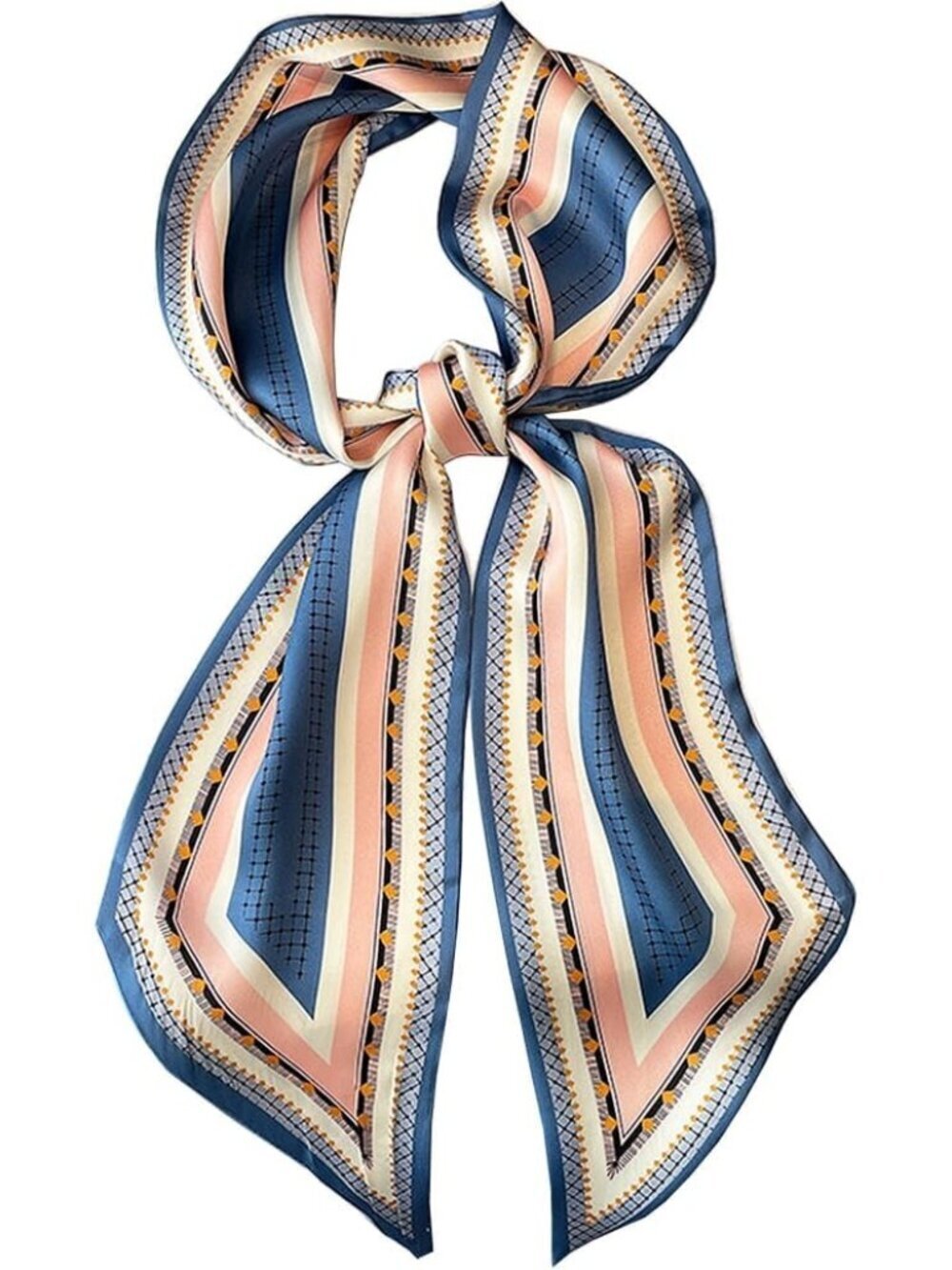 Women's B-blue Printed Square Headscarf Bandanas Hair Scarf Neck Scarves